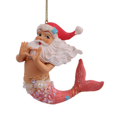 Santa Merman Making Heart Sign Christmas Ornament | December Diamonds | Coastal Gifts Inc