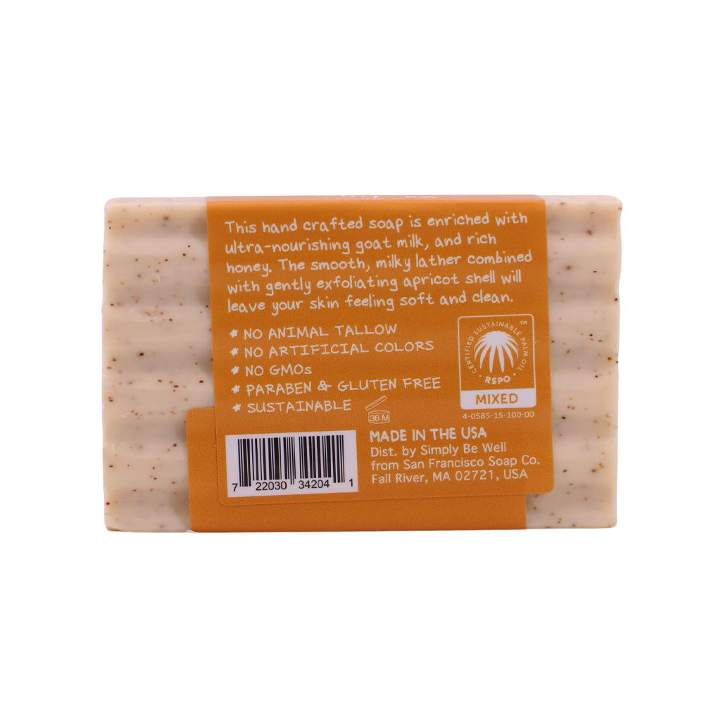 Honey Apricot Shell Goat Milk Bar Soap | Simply Be Well Organics | Coastal Gifts Inc