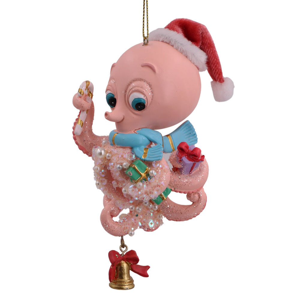 Pink Octopus With Cap Christmas Ornament | December Diamonds | Coastal Gifts Inc