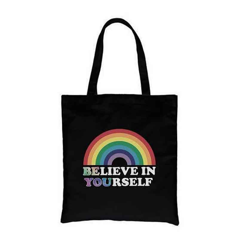 Believe In Yourself Rainbow Canvas Bag | 365 In Love | Coastal Gifts Inc