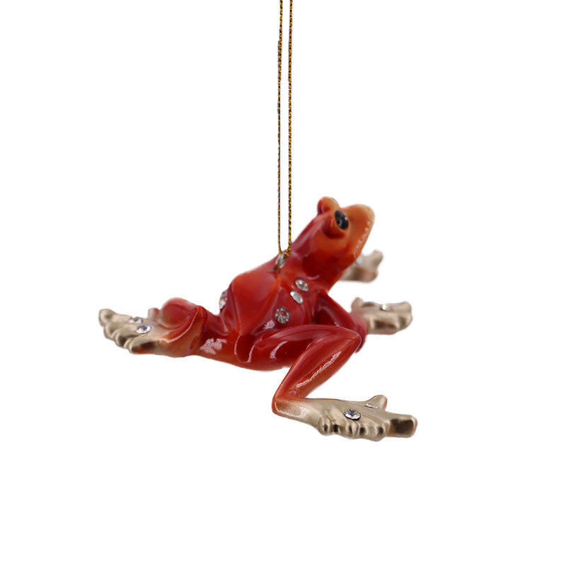 Orange Kicking Frog Christmas Ornament | December Diamonds | Coastal Gifts Inc