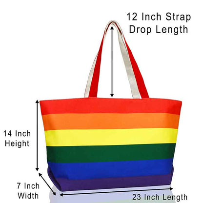 Rainbow Tote Bag with Zippered Top | Dalix | Coastal Gifts Inc