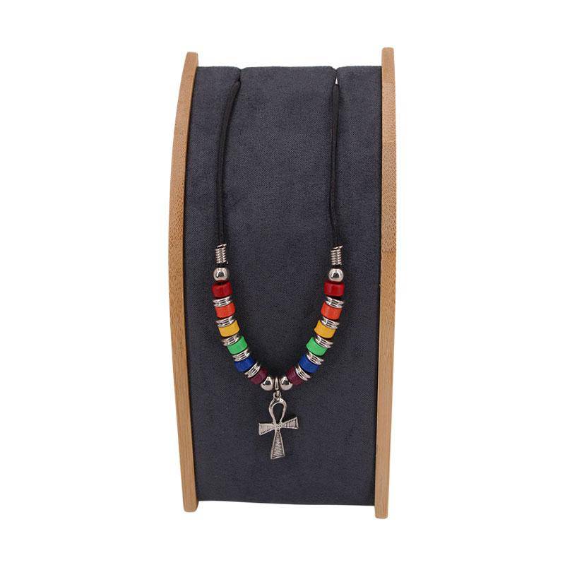 Rainbow Ceramic Beads ANKH Necklace | PHS International | Coastal Gifts Inc