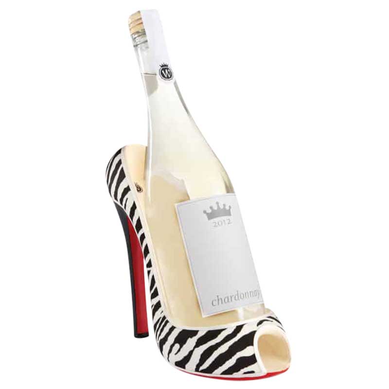 Zebra High Heel Wine Bottle Holder | Wild Eye Designs | Coastal Gifts Inc