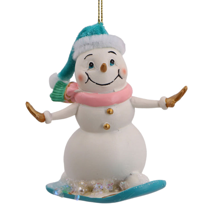 Snowman on Snowboard Christmas Ornament from December Diamonds