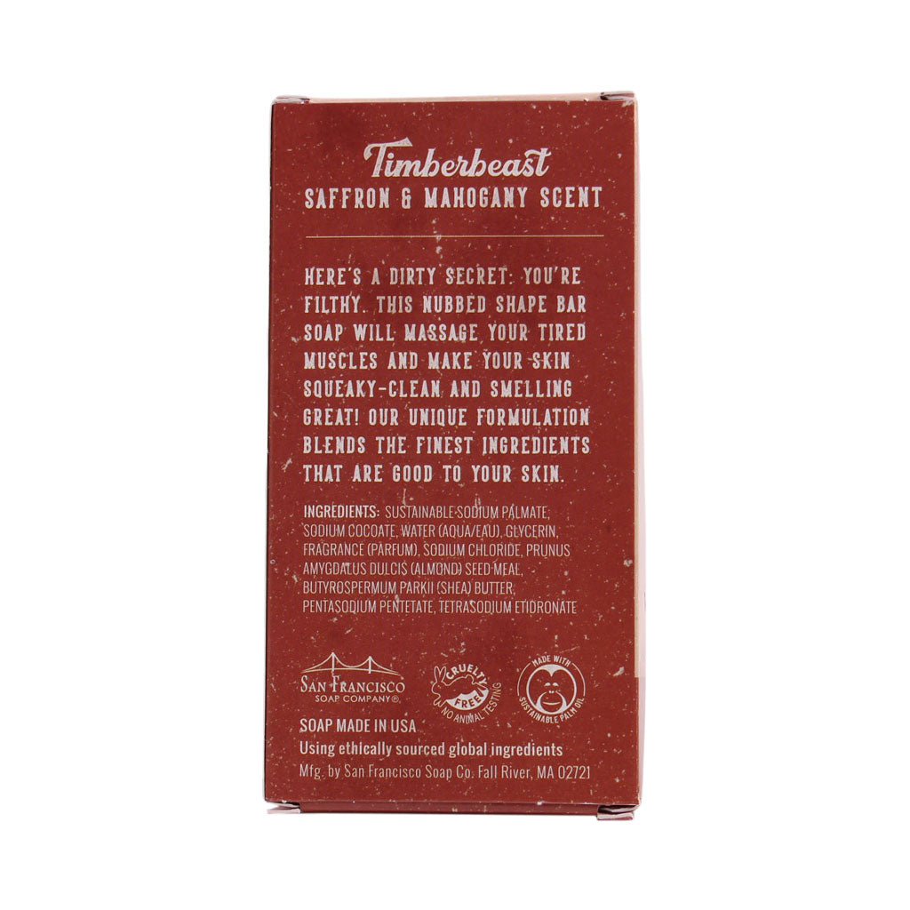 Timberbeast Saffron & Mahogany Massaging Soap Bar | San Francisco Soap Company