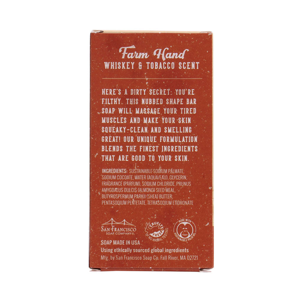 Farm Hand Whiskey Tobacco Massaging Bar Soap | San Francisco Soap Company