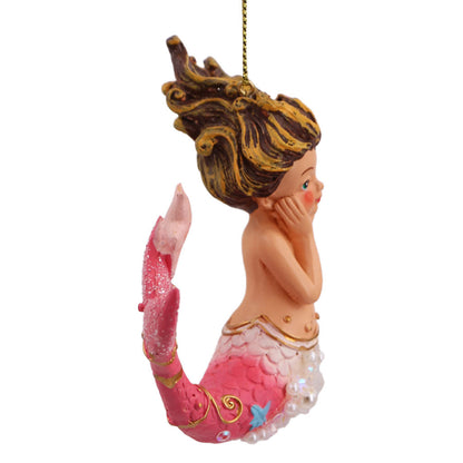 Pink Tail Mermaid Starfish Girl Christmas Ornament | December Diamonds