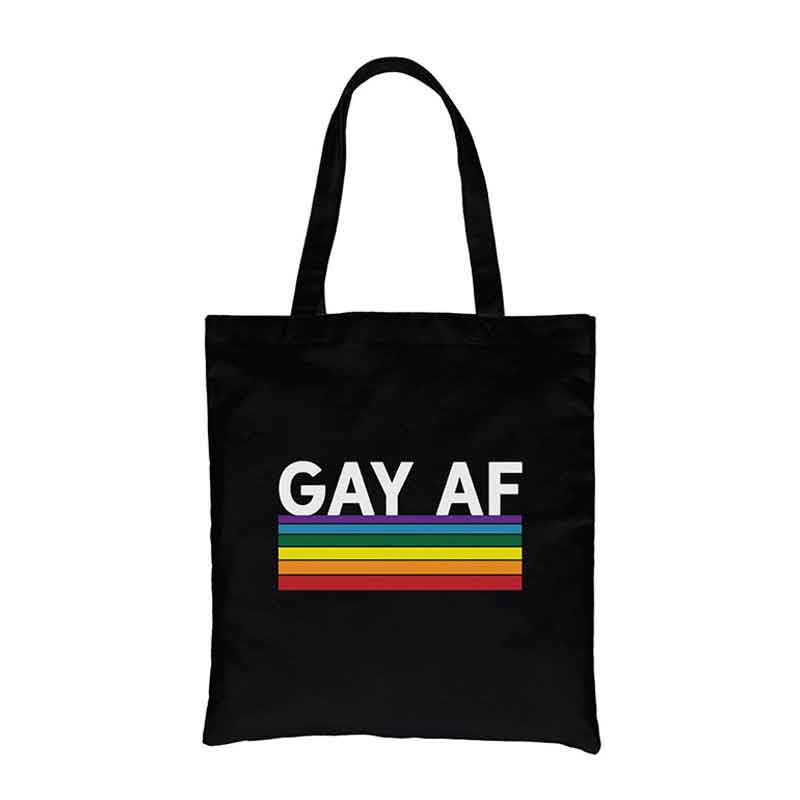 Gay AF Rainbow Stripes Canvas Bag - Coastal Gifts Inc