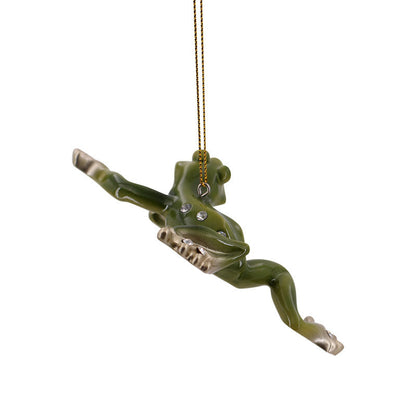 Green Kicking Frog Christmas Ornament - Coastal Gifts Inc
