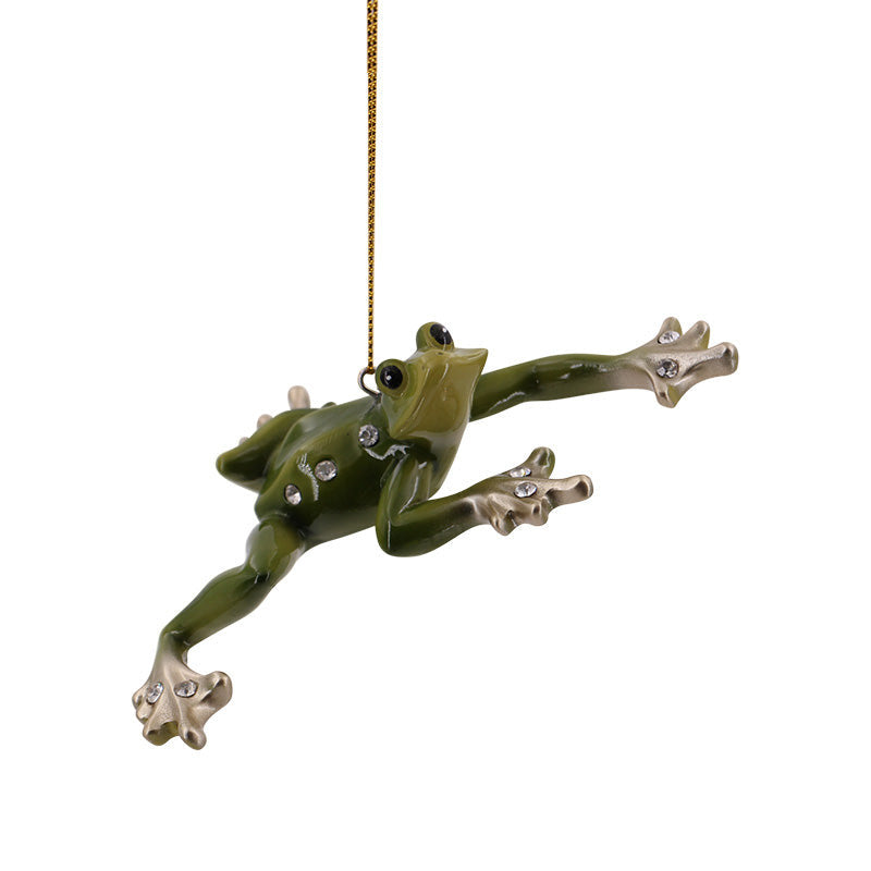 Green Kicking Frog Christmas Ornament from December Diamonds