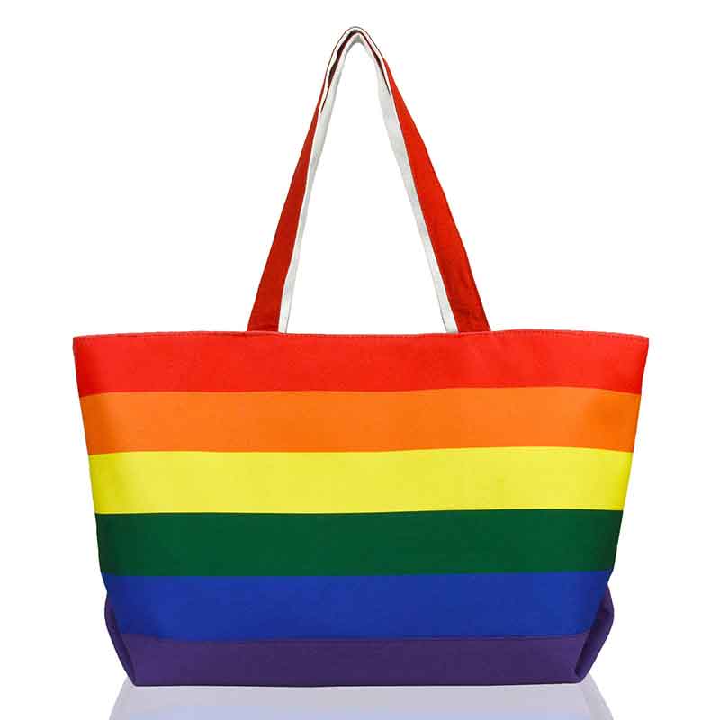 Rainbow Tote Bag with Zippered Top from Dalix
