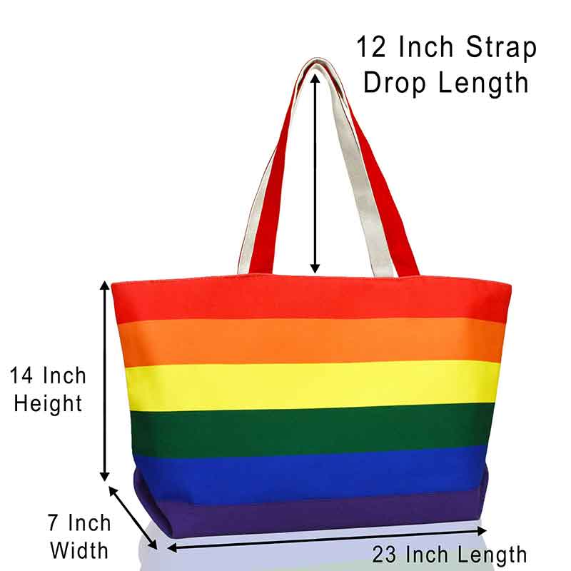 Rainbow Tote Bag with Zippered Top | Dalix