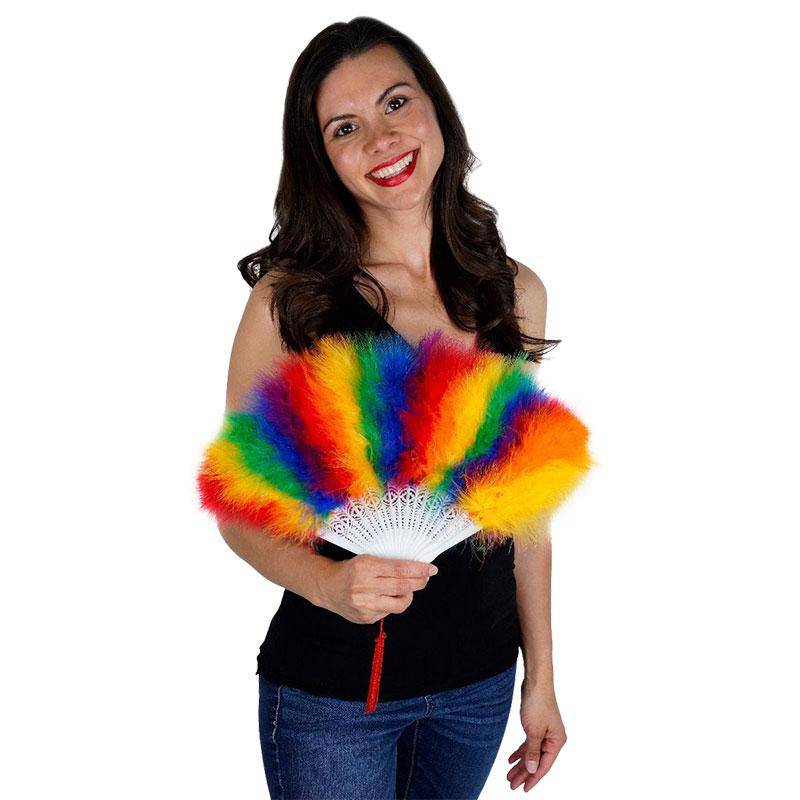 Marabou Feather Rainbow Mix Fan