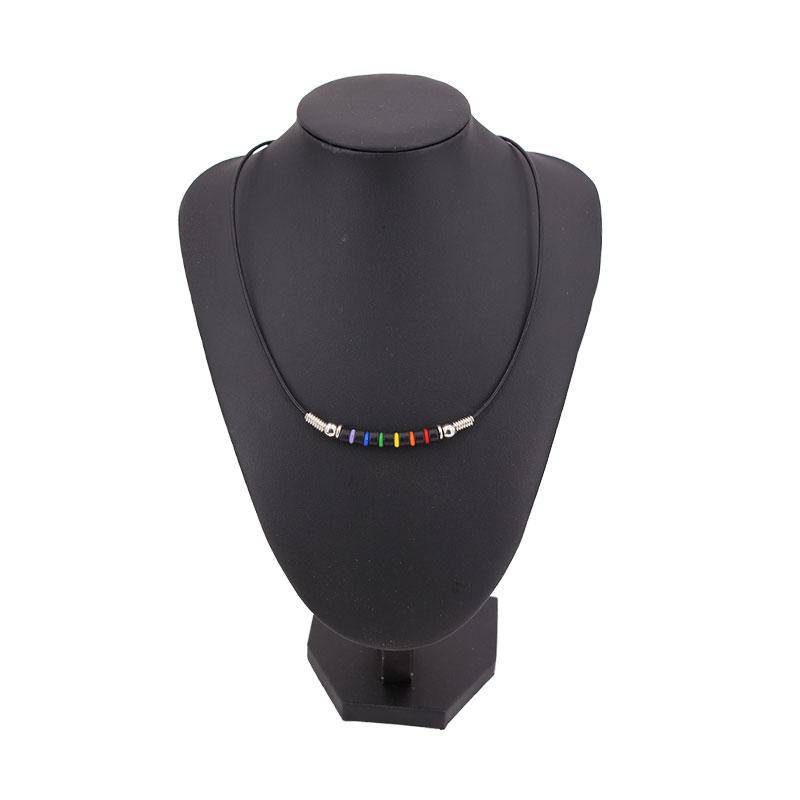 Rainbow Bead Ceramic Necklace from Monster Trendz