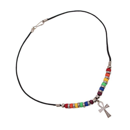 Rainbow Ceramic Beads ANKH Necklace | PHS International | Coastal Gifts Inc
